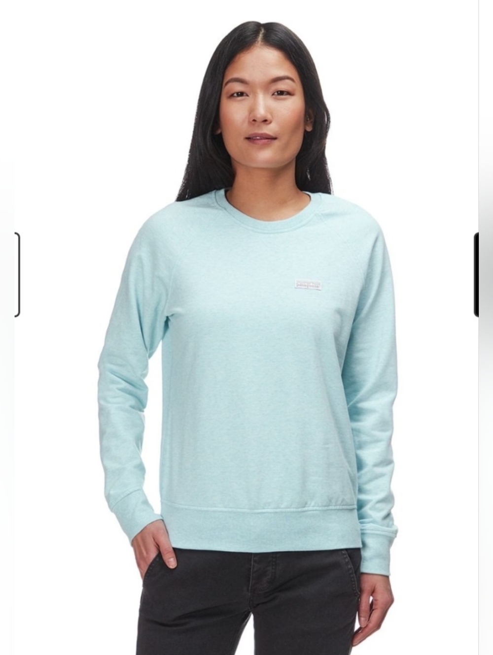 Patagonia Pastel P-6 Label Ahnya Crew‎ Sweatshirt Size M Blue Logo Pullover